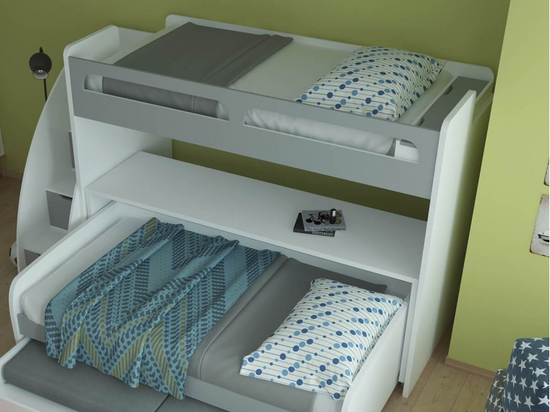 Twin Bunk with Bookshelf and Storage