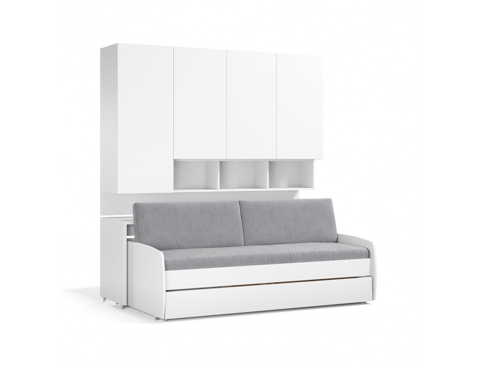 Compact Twin XL Sofa bed and Cabinets Wall System