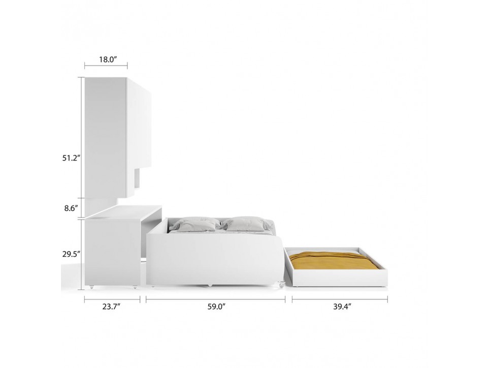 Compact Full/Full XL Sofa bed and Cabinets Wall System