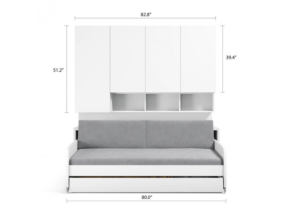 Compact Full/Full XL Sofa bed and Cabinets Wall System