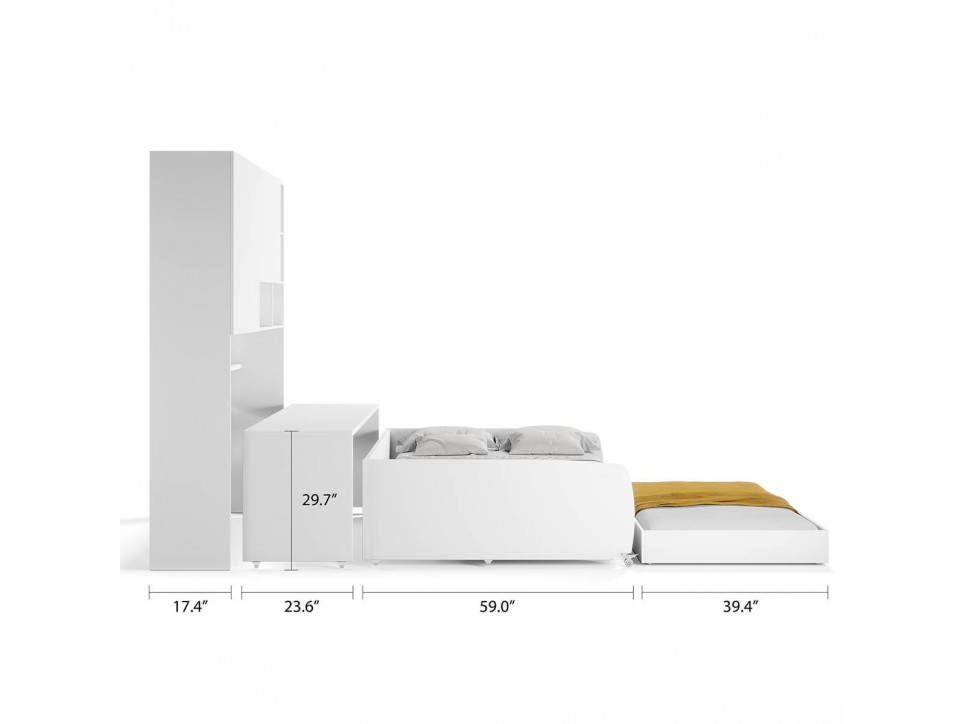 Eco Compact Full/Full XL Sofa Bed and Cabinet System